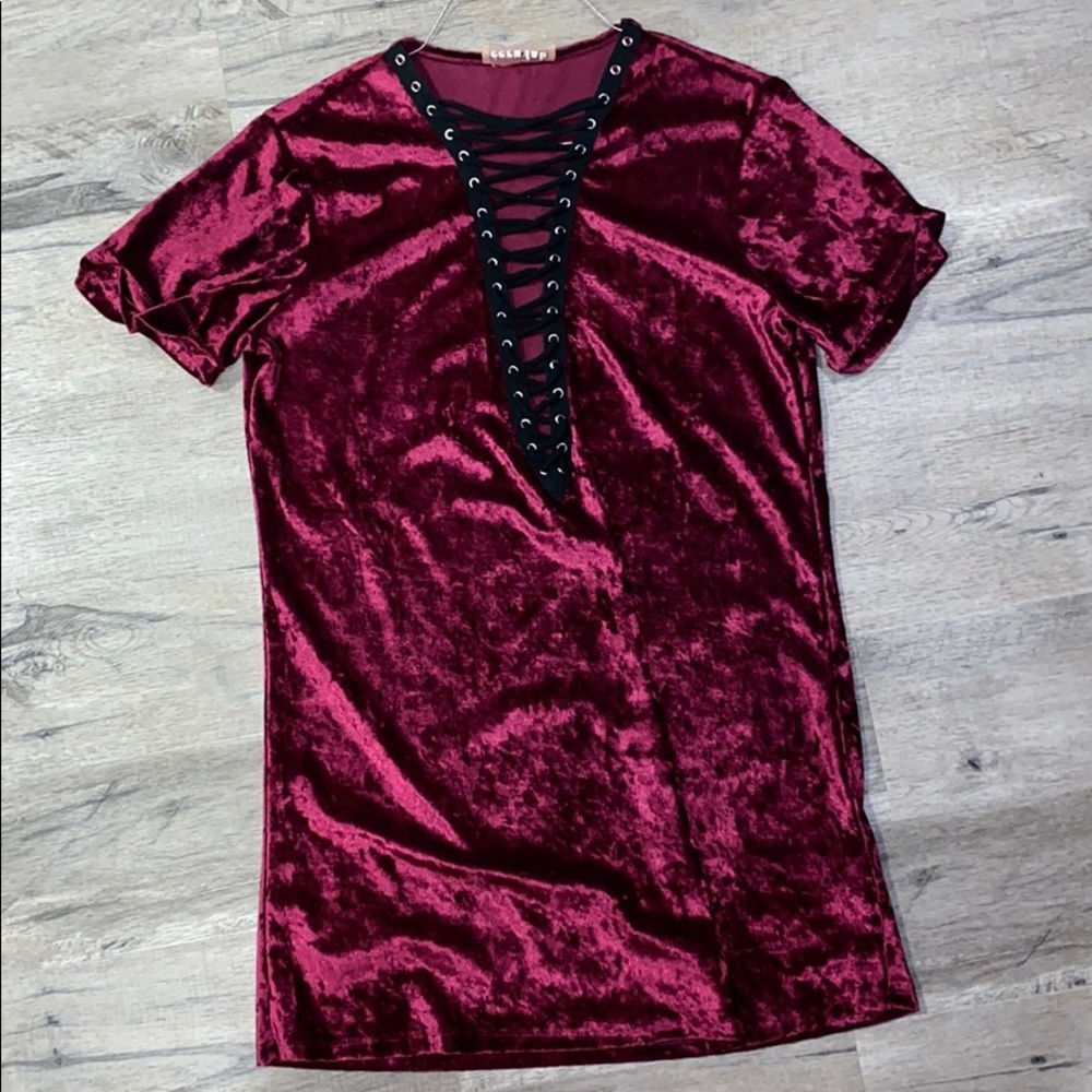 Maroon Velvet Dress